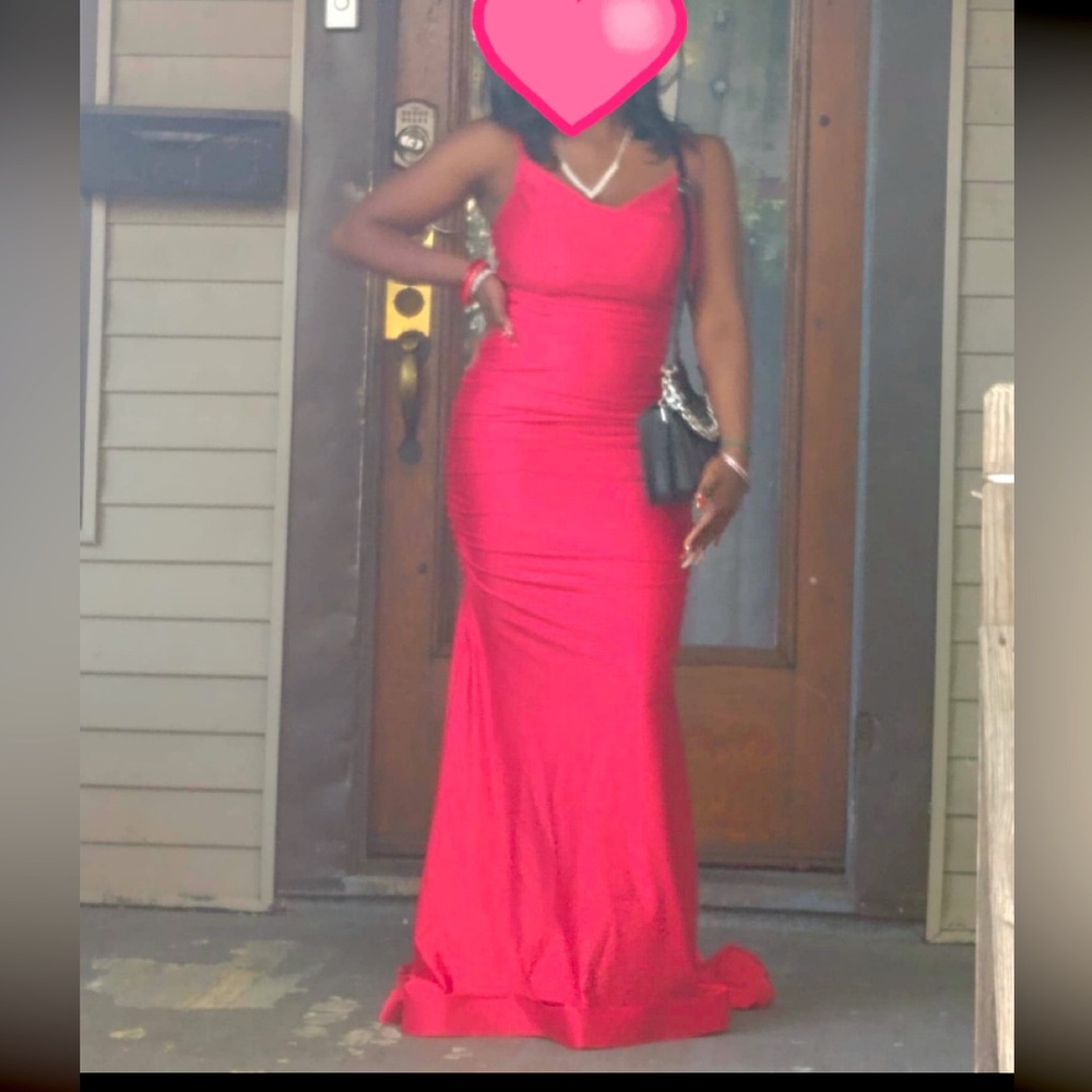 Red , formal , open back